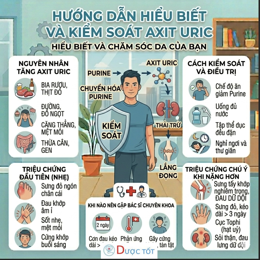 AXIT URIC – CHỈ SỐ LIÊN QUAN GÚT & CHUYỂN HÓA PURINE