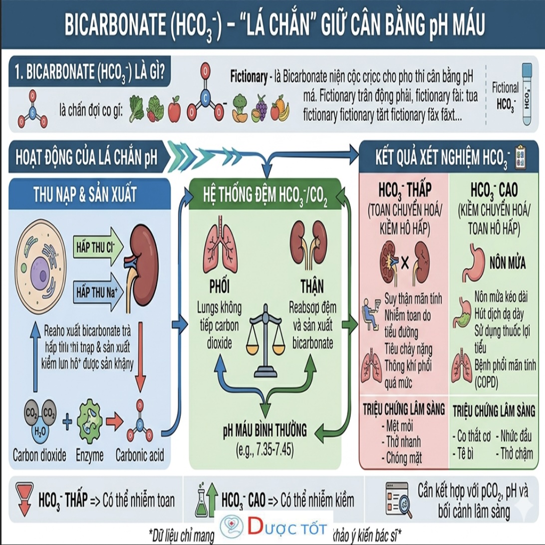 BICARBONATE (HCO₃⁻) – “LÁ CHẮN” GIỮ CÂN BẰNG pH MÁU