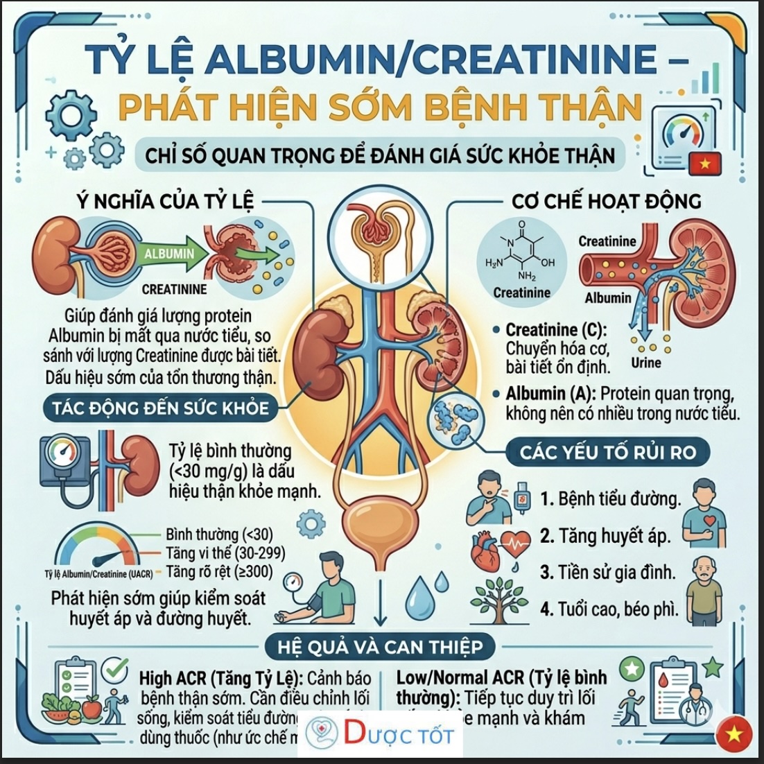 TỶ LỆ ALBUMIN/CREATININE – PHÁT HIỆN SỚM BỆNH THẬN