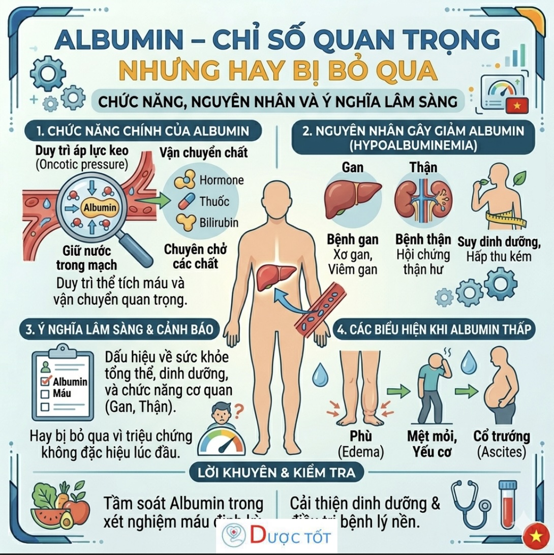 ALBUMIN – CHỈ SỐ QUAN TRỌNG NHƯNG HAY BỊ BỎ QUA