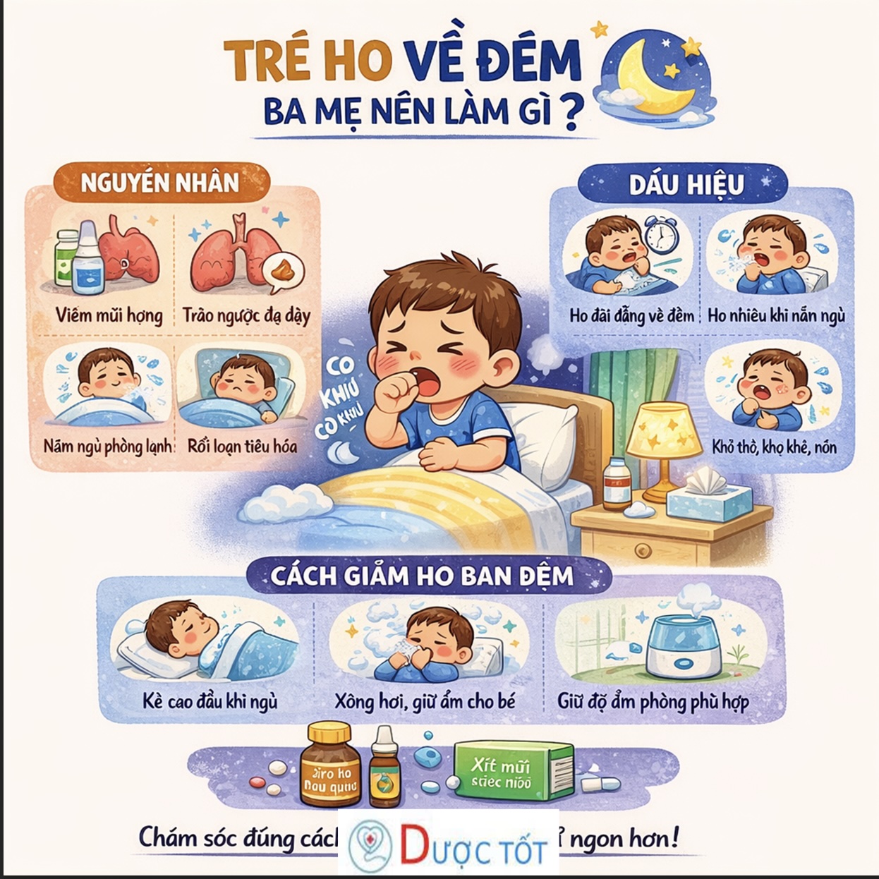 TRẺ HO VỀ ĐÊM – XỬ LÝ THẾ NÀO? 