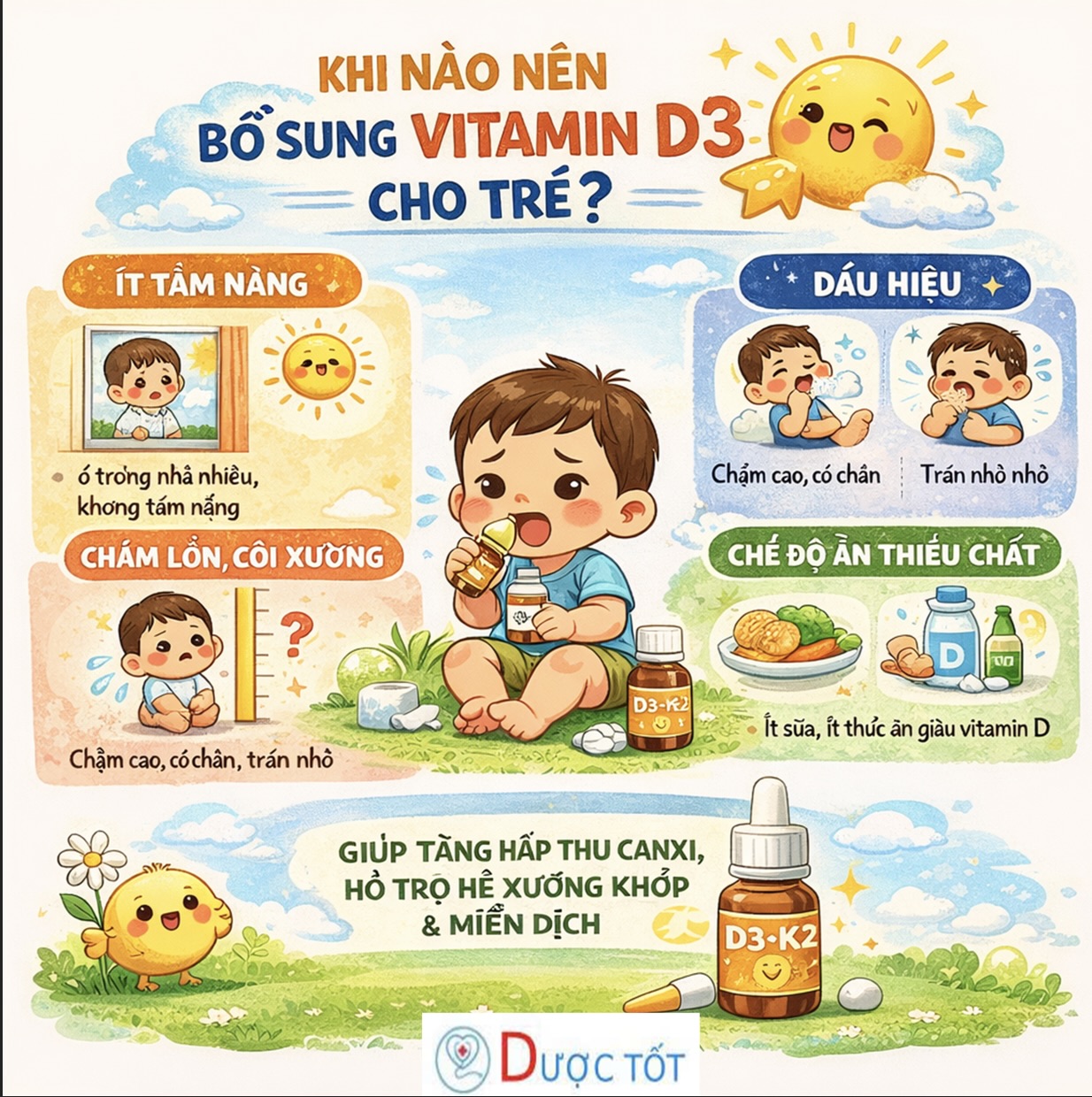 KHI NÀO NÊN BỔ SUNG VITAMIN D3 CHO TRẺ? 