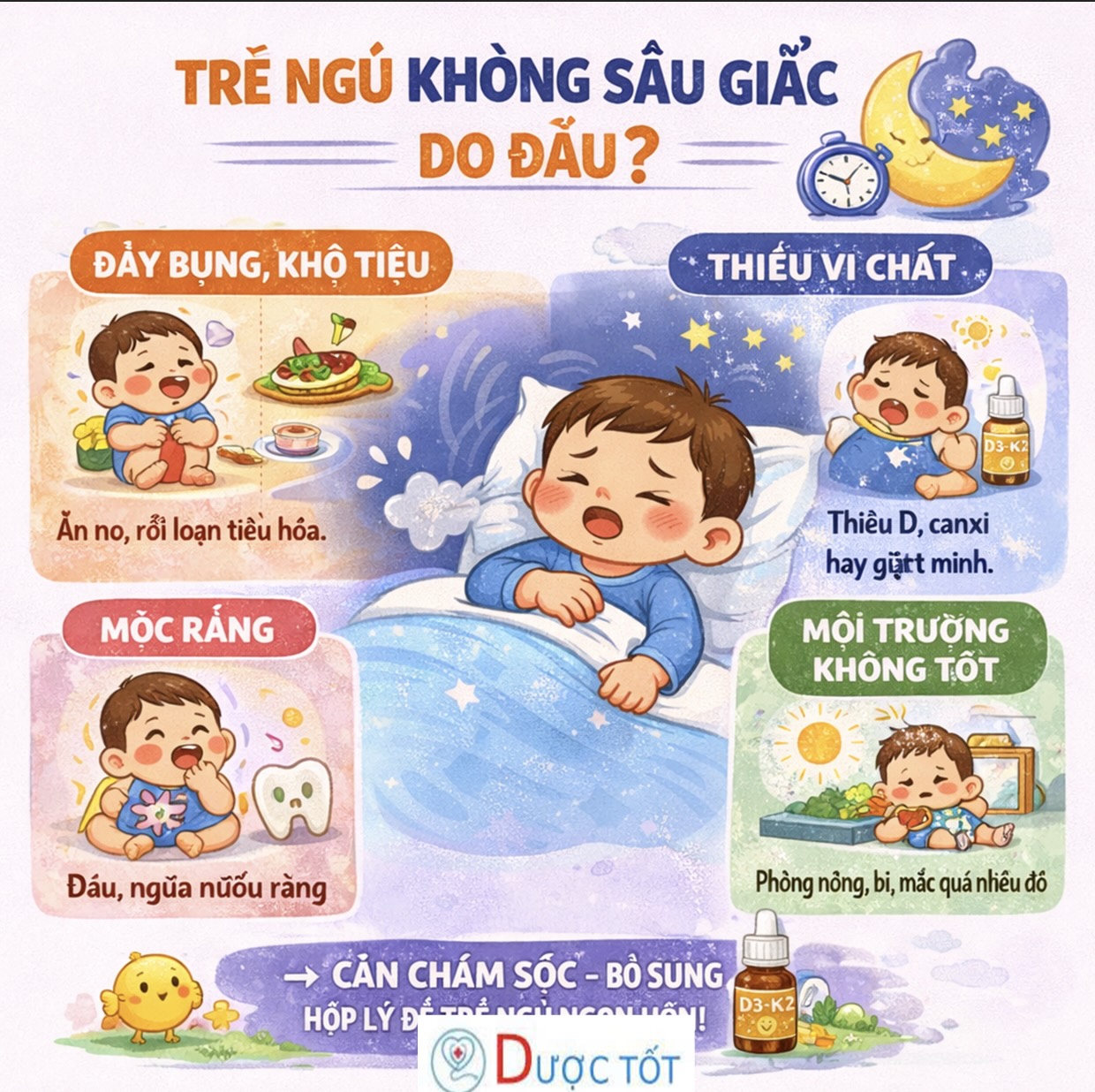 TRẺ NGỦ KHÔNG SÂU GIẤC – DO ĐÂU? 