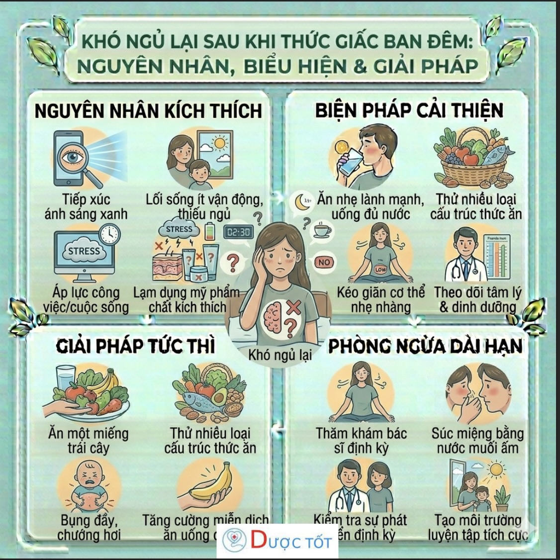 KHÓ NGỦ LẠI SAU KHI THỨC GIẤC BAN ĐÊM – NGUYÊN NHÂN VÀ CÁCH CẢI THIỆN