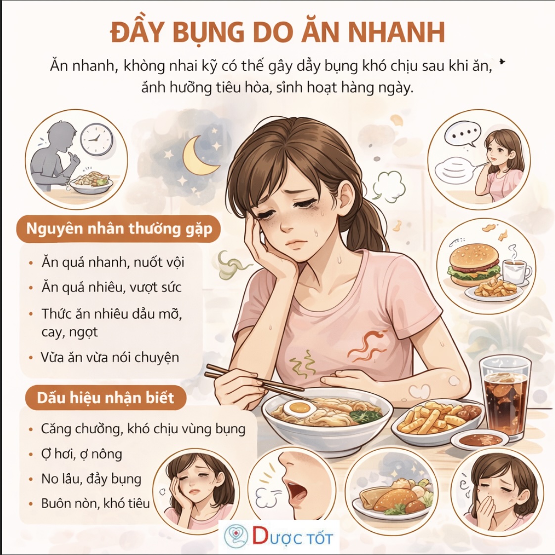 ĐẦY BỤNG DO ĂN NHANH – THÓI QUEN NHỎ, HẬU QUẢ LỚN