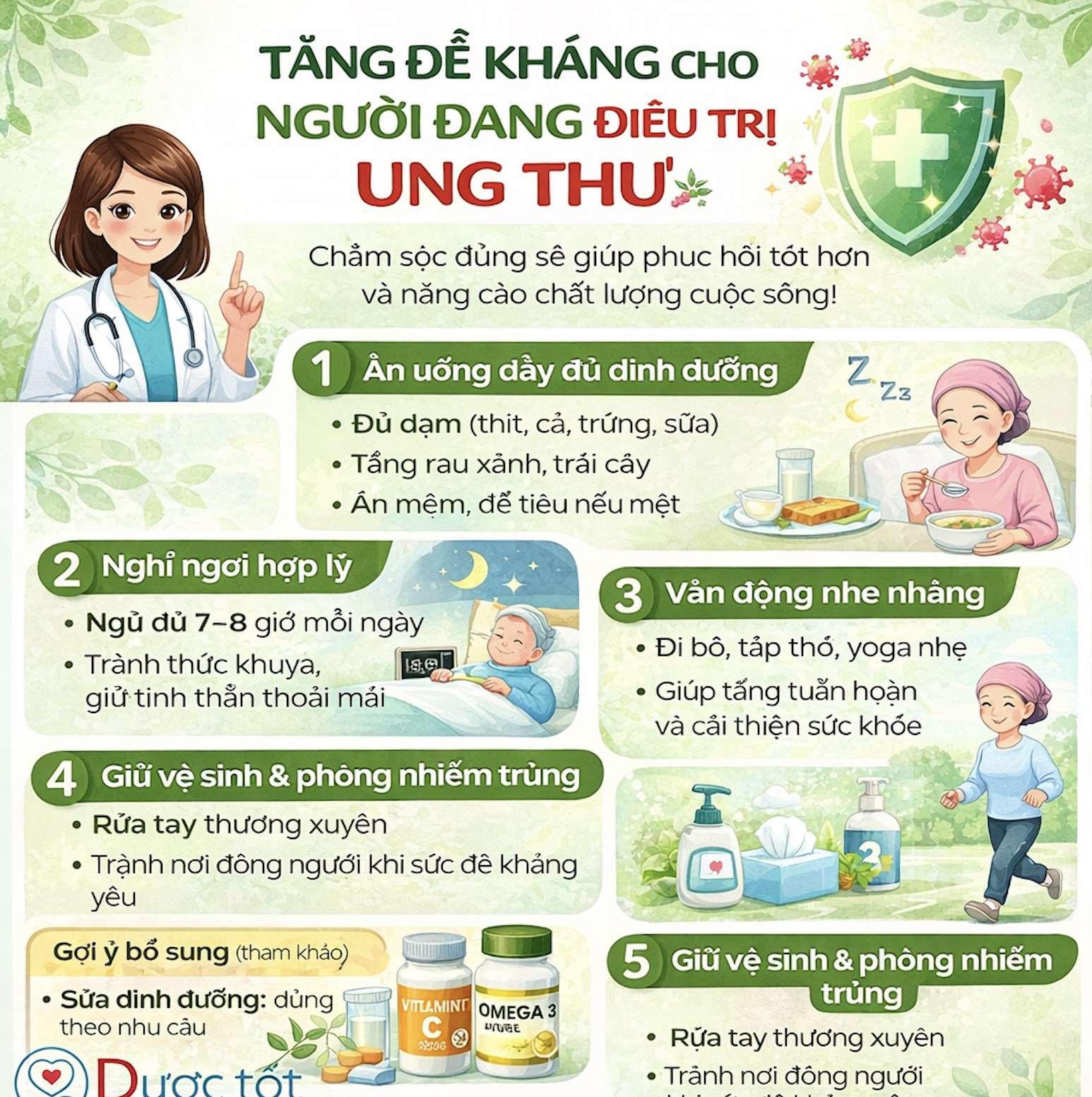 Tăng đề kháng cho người đang điều trị ung thư