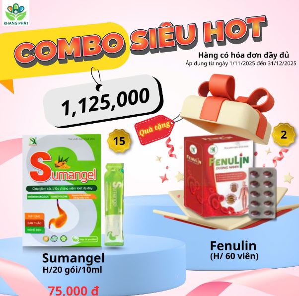 COMBO SIÊU HOT Gel dạ dày Sumangel và Viên bổ máu Fenulin