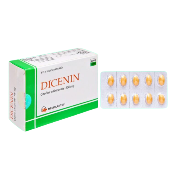 Viên nang Dicenin 400mg Mediplantex điều trị và phục hồi chức năng sau đột quỵ, chấn thương (3 vỉ x 10 viên)