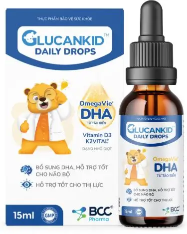 Thực phẩm bảo vệ sức khỏe DHA GLUCANKID DAILY DROPS hỗ trợ phát triển trí não, thị lực, tăng cường hấp thu canxi cho trẻ