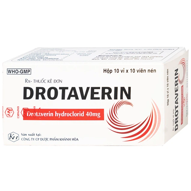 Thuốc Drotaverin 40mg Khapharco điều trị cơn co thắt dạ dày và ruột, hội chứng ruột bị kích thích (10 vỉ x 10 viên)