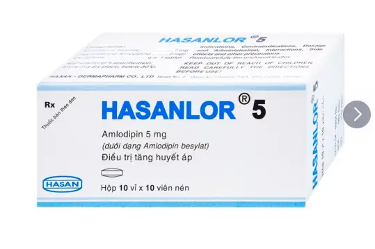 Thuốc Hasanlor 5 Hasan điều trị tăng huyết áp, đau thắt ngực (10 vỉ x 10 viên)