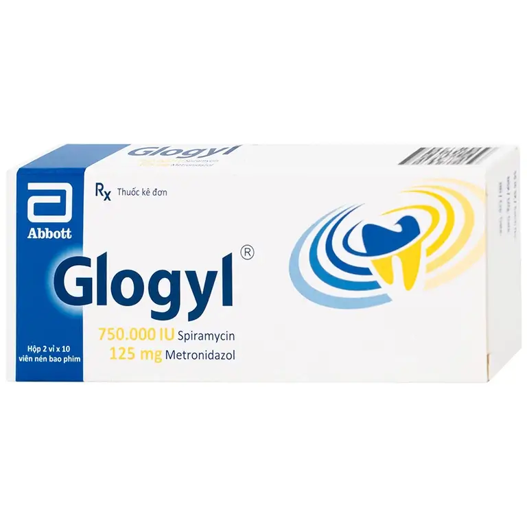 Viên nén Glogyl Glomed điều trị nhiễm khuẩn răng miệng cấp tính, mạn tính (2 vỉ x 10 viên)