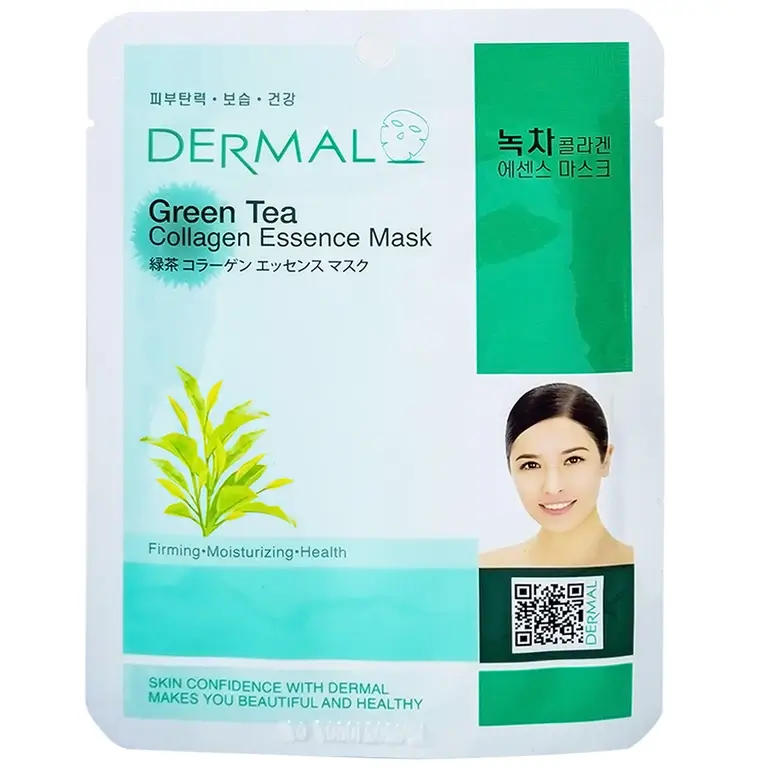 Mặt nạ Dermal Green Tea Collagen Essence Mask dưỡng da dành cho mọi loại da (23g)