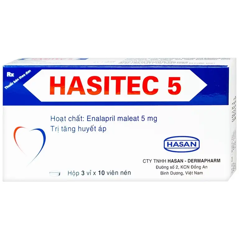 Thuốc Hasitec 5 Hasan điều trị tăng huyết áp, suy tim (3 vỉ x 10 viên)