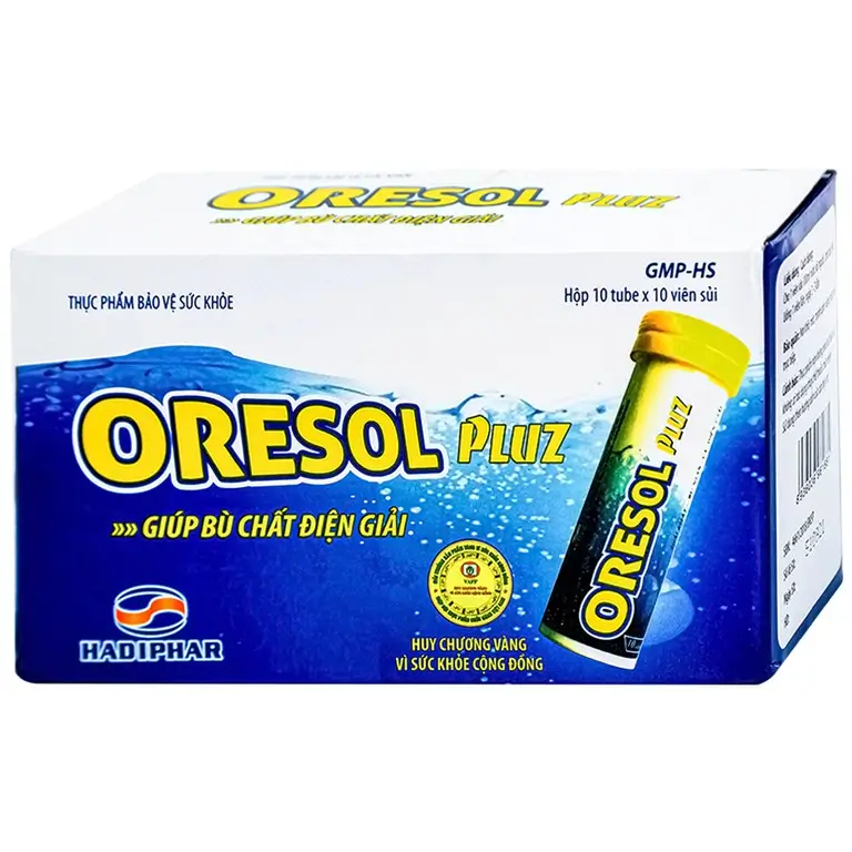 Viên sủi Oresol Pluz Hadiphar giúp bù chất điện giải (10 viên)