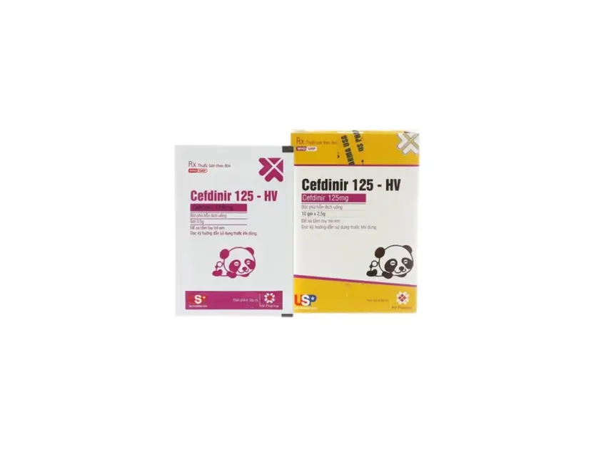 Thuốc Cefdinir 125-HV Sac điều trị nhiễm khuẩn ( hộp 10 gói)