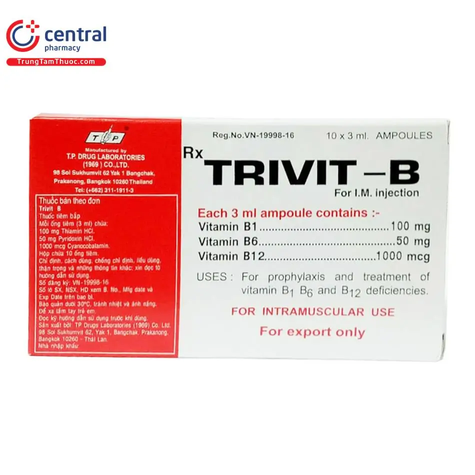Trivit-B điều trị rối loạn thần kinh do thiếu Vitamin nhóm B