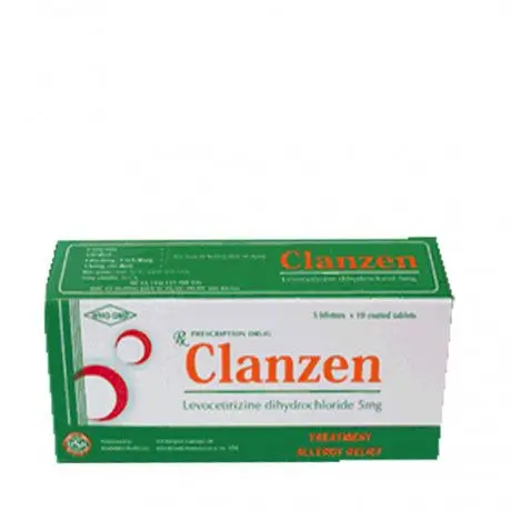 Viên nén Clanzen 5mg điều trị triệu chứng viêm mũi dị ứng, mày đay (5 vỉ x 10 viên)