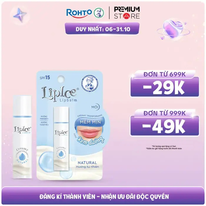 Son dưỡng môi không màu chuyển kem mịn LipIce Creamy 4.3g - Hương Tự nhiên (Natural)