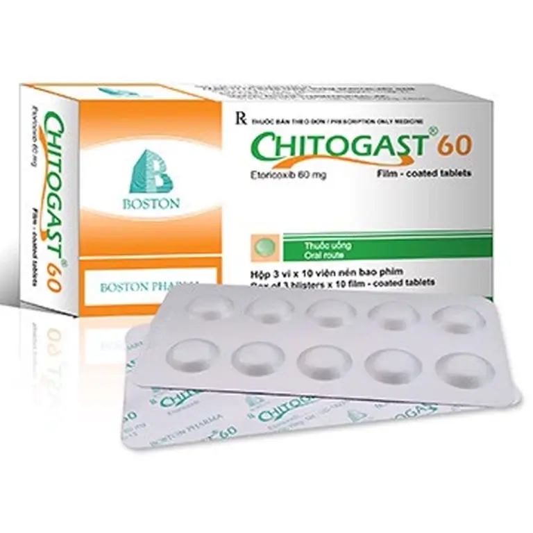 Thuốc Chitogast 60 Boston điều trị triệu chứng các bệnh viêm xương khớp cấp và mạn tính (3 vỉ x 10 viên)