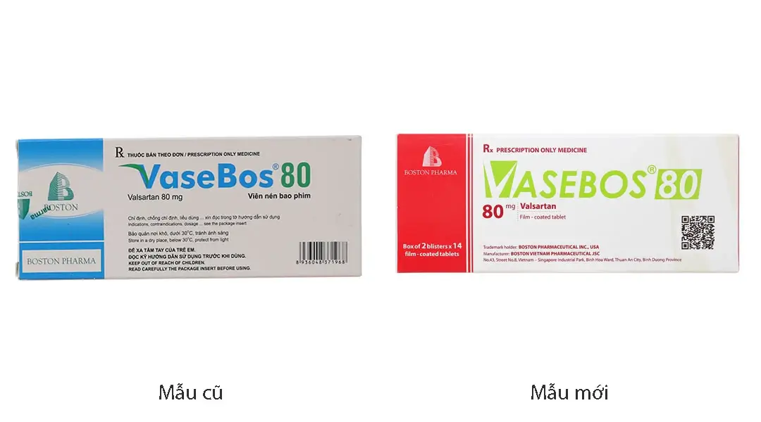 Vasebos 80 điều trị tăng huyết áp, suy tim (2 vỉ x 14 viên)