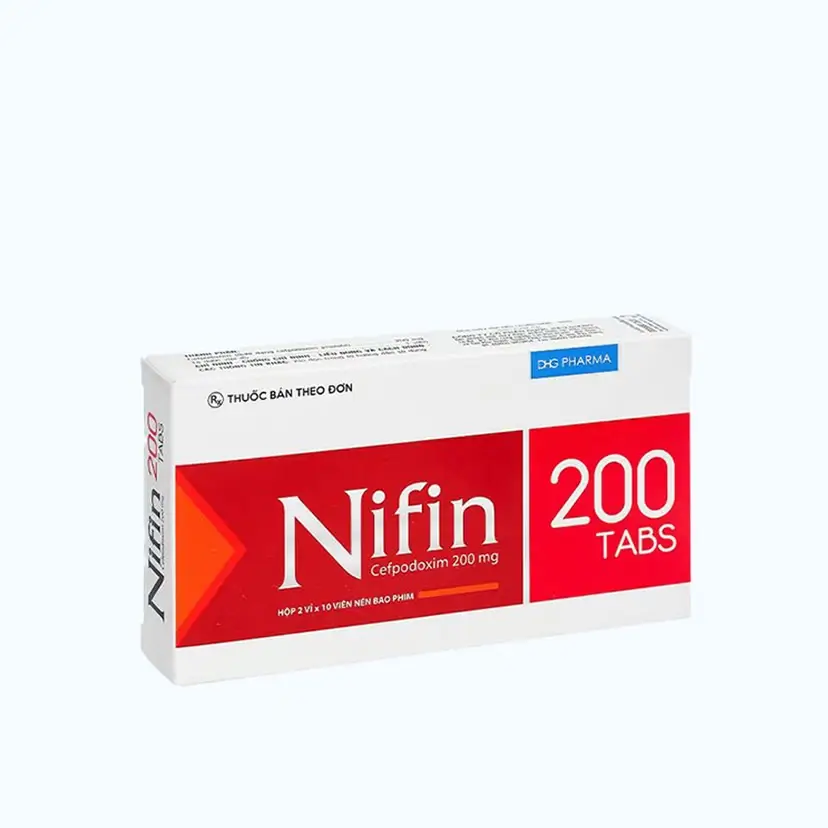 Viên nén Nifin 200mg DHG kháng sinh điều trị nhiễm khuẩn (2 vỉ x 10 viên)