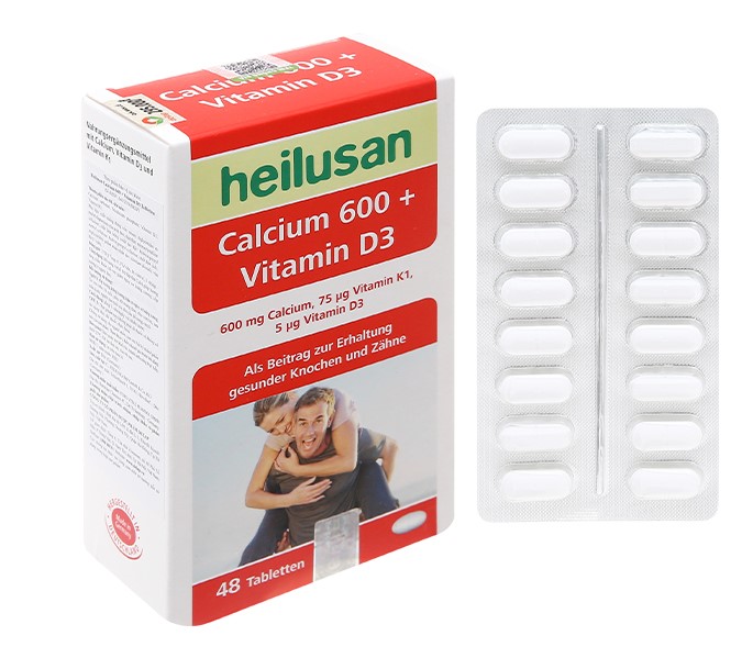 Heilusan Calcium 600 + Vitamin D3 giúp bổ sung canxi và vitamin D3