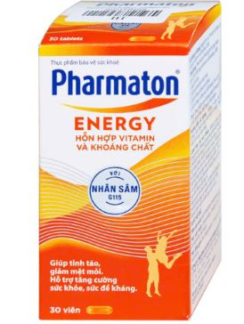 Viên uống Pharmaton Energy bổ sung nhân sâm G115, vitamin tổng hợp và khoáng chất (Hộp 30 viên)
