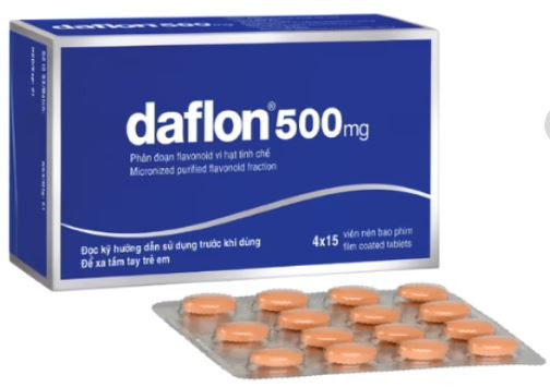 Thuốc Daflon 500mg Servier điều trị các triệu chứng liên quan đến suy giảm tĩnh mạch bạch huyết và trĩ cấp (60 viên)