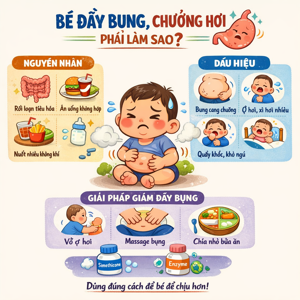 BÉ ĐẦY BỤNG – NÊN DÙNG GÌ?