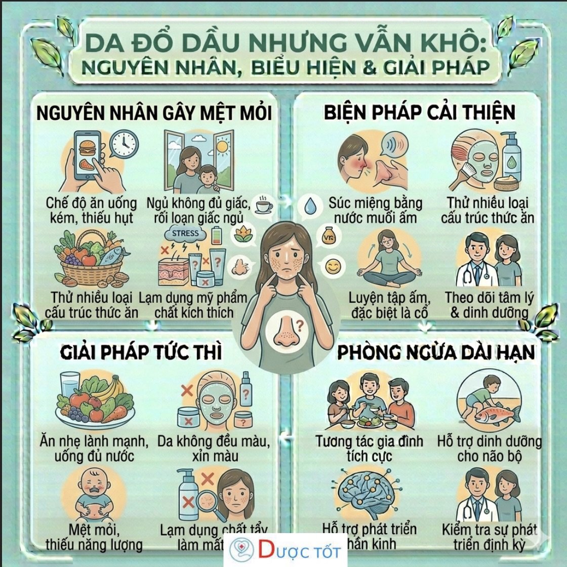 DA ĐỔ DẦU NHƯNG VẪN KHÔ – DẤU HIỆU DA THIẾU NƯỚC