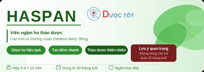 Haspan viên ngậm ho - Cao khô lá thường xuân 30mg Haspan viên ngậm ho - Cao khô lá thường xuân 30mg