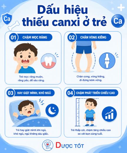 Dấu hiệu thiếu canxi ở trẻ em