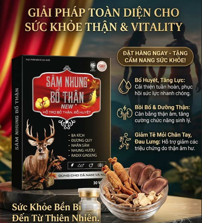 Sâm Nhung Bổ Thận NEW hỗ trợ thận hư, thận yếu, tăng cường sinh lý Sâm Nhung Bổ Thận NEW hỗ trợ thận hư, thận yếu, tăng cường sinh lý