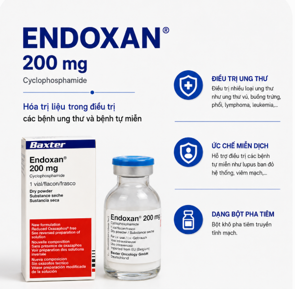 Thuốc Endoxan 200mg điều trị bệnh bạch cầu và ung thư Thuốc Endoxan 200mg điều trị bệnh bạch cầu và ung thư