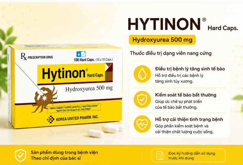 Thuốc Hytinon 500mg điều trị u hắc tố và ung thư bạch cầu