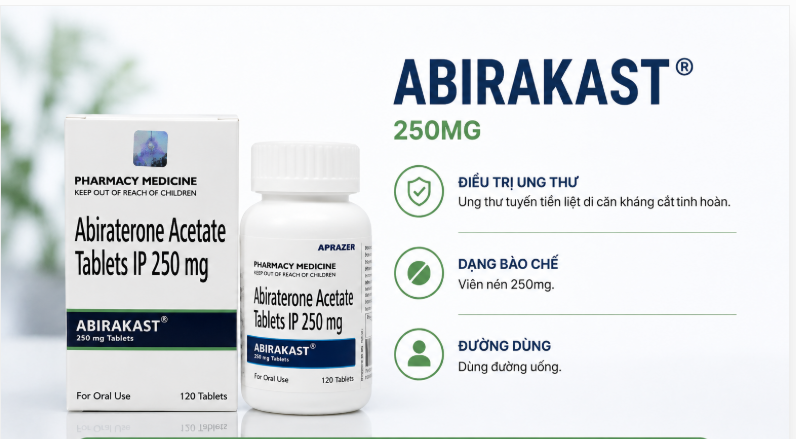 Abirakast 250mg điều trị ung thư tuyến tiền liệt di căn
