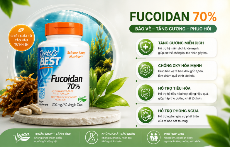 Doctor's Best Fucoidan 70% Sản phẩm hỗ trợ bệnh nhân ung thư