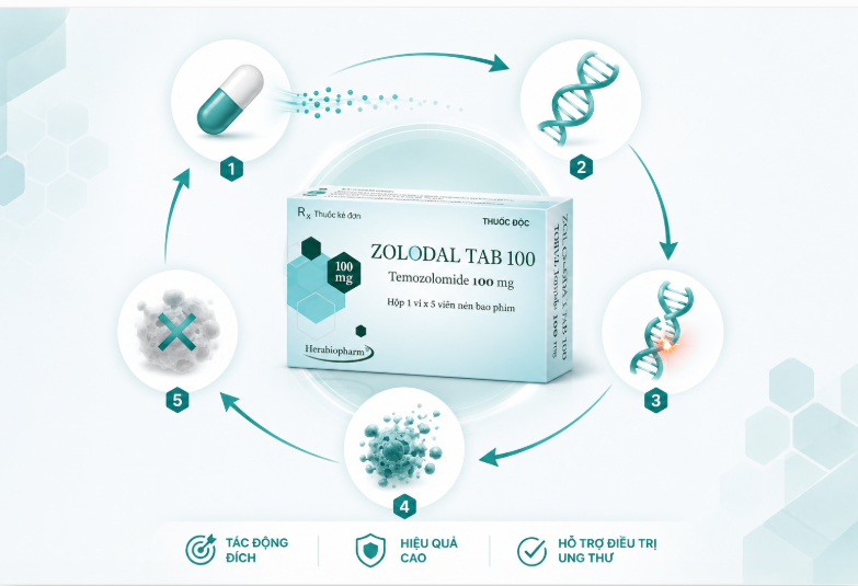 Zolodal tab 100 điều trị u nguyên bào đệm thần kinh đa tạng