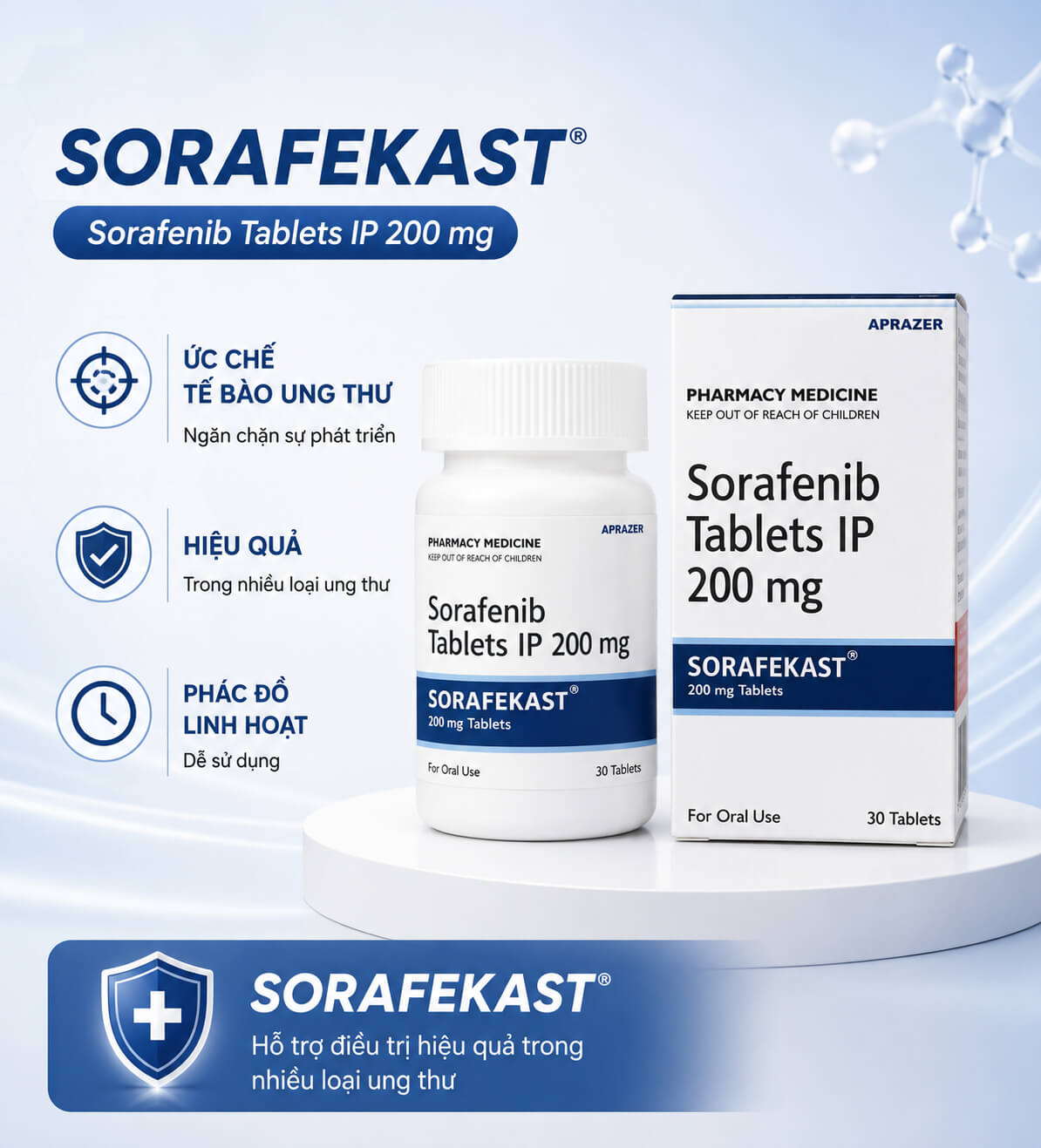 Thuốc điều trị ung thư Sorafekast 200mg Thuốc điều trị ung thư Sorafekast 200mg
