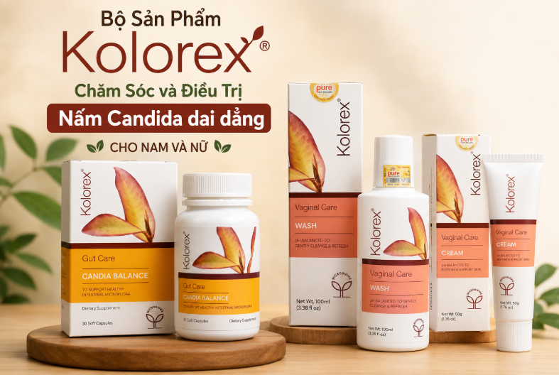 Bộ Sản Công dụng Bộ Sản Phẩm Kolorex Chăm Sóc và Điều Trị Nấm Candida dai dẳng cho nam và nữ