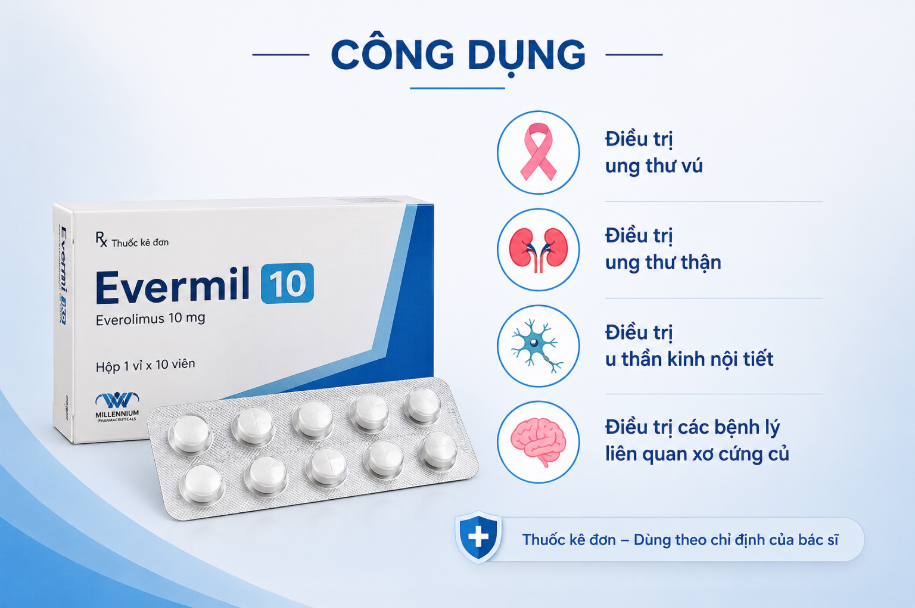 Công dụng thuốc Evermil 10mg 