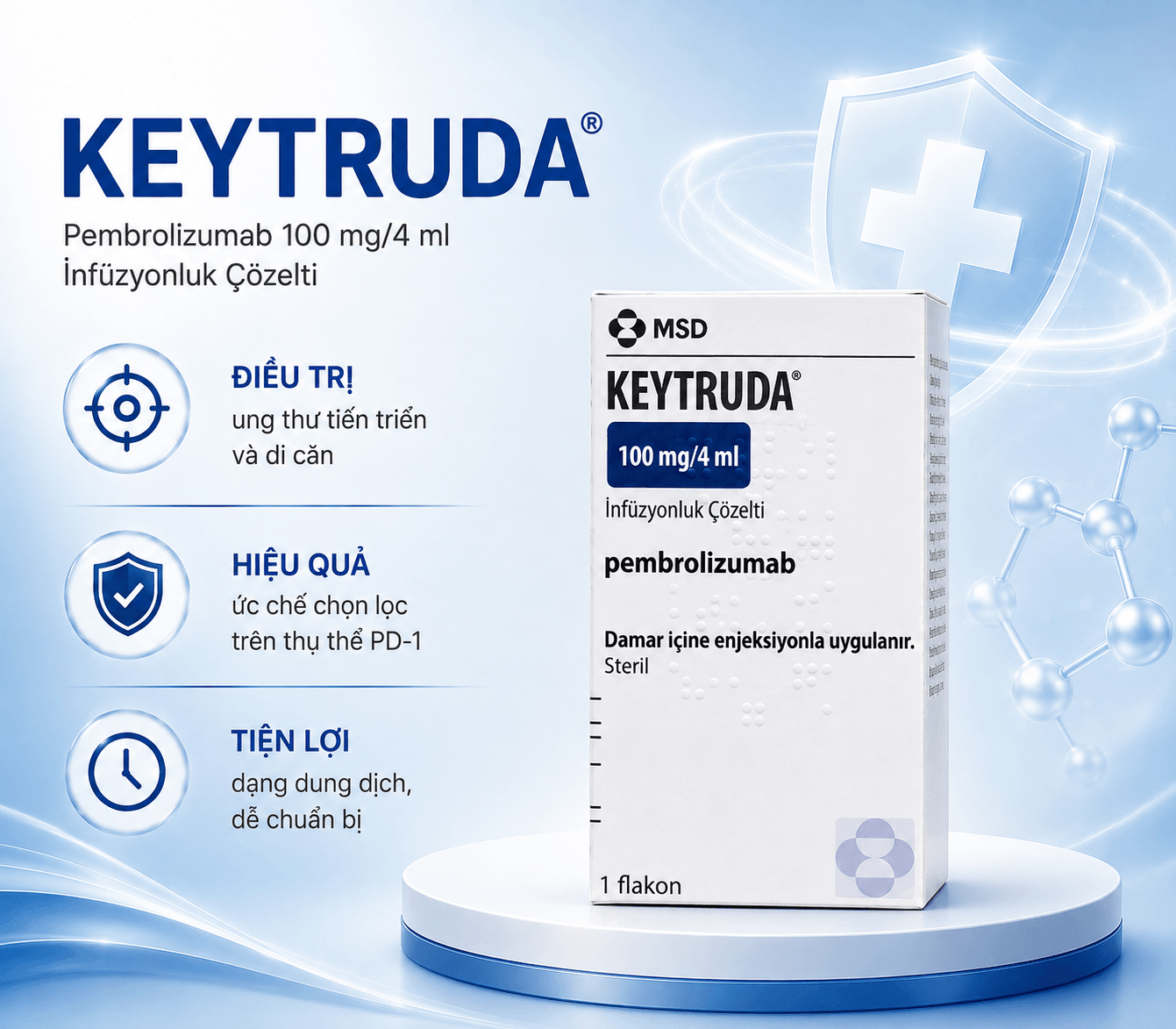 Thuốc Keytruda 100mg/4ml điều trị ung thư