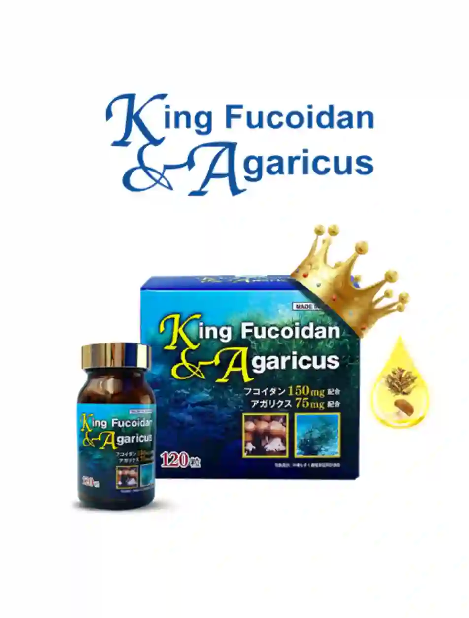 King Fucoidan & Agaricus (Lọ 120 viên nang cứng) - Hỗ trợ giảm tác dụng phụ hóa chất độc hại