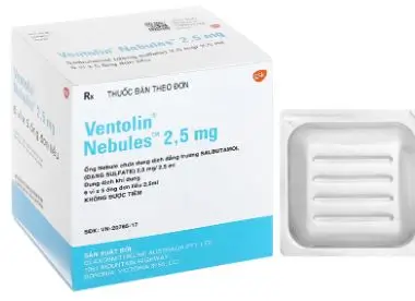 Dung dịch khí dung Ventolin Nebules 2.5mg trị ngừa co thắt phế quản
