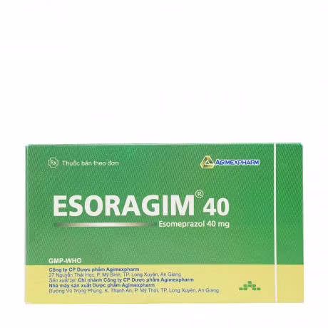 Viên nén bao phim Esoragim 40mg trị loét dạ dày tá tràng, viêm thực quản trào ngược (3 vỉ x 10 viên)