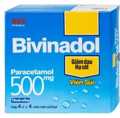 Thuốc sủi bọt Bivinadol 500mg BRV giảm đau, hạ sốt (4 vỉ x 4 viên)