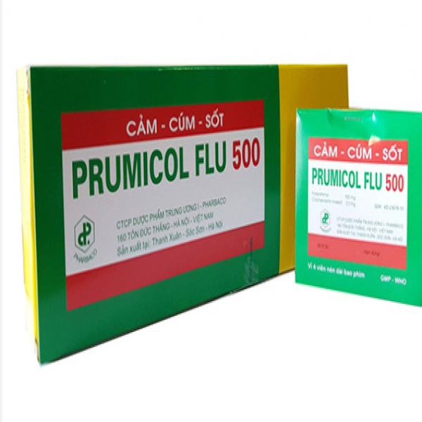 PRUMICOL FLU 500 - Điều trị cảm cúm hiệu quả (25 vỉ x 4 viên)