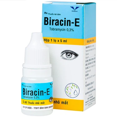 Thuốc nhỏ mắt Biracin-E Bidiphar điều trị các nhiễm khuẩn mắt do các chủng nhạy cảm (Lốc 10 lọ x 5ml)