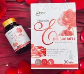 Vitamin E đỏ 500 Meli (hộp 30 viên) tinh dầu hoa hồng, hoa anh thảo đẹp da, chống lão hoá